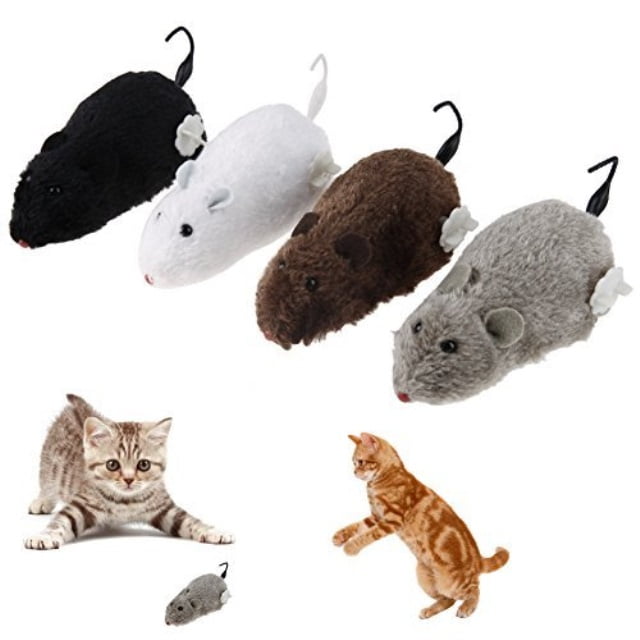 domybest 4pcs clockwork mouse for cats windup plush mouse toys cat
