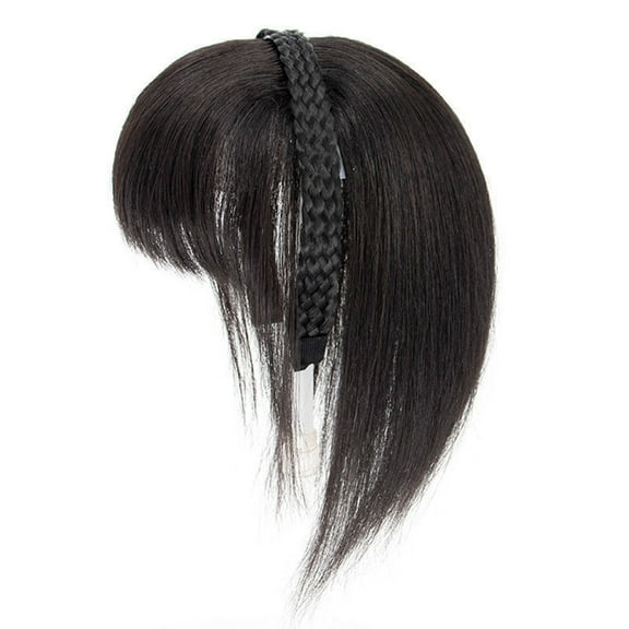 Black False Fringe Synthetic Hair Wigs Headband Design Natural Hairlines Fringe Wigs Hairpiece