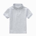 thumbnail image 3 of CAUYDY Boys Polo Shirts Kids School Uniform Shirts Short Sleeve Girls Collared Shirts(L101-Light Gray,11-12 Y), 3 of 8