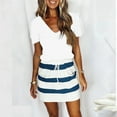 thumbnail image 2 of USSUMA Sundresses for Women Casual Summer, Women Summer Dresses Sleeveless Striped Lace Up Drawstring Dress V Neck Drawstring Sling Sun Dress, 2 of 5