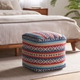 thumbnail image 2 of GDF Studio Hilliard Boho Handcrafted Peruvian Print Cube Pouf, Red, Black, and Multi-Blue, 2 of 6