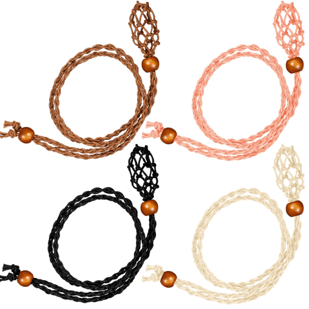 4 Pcs Crystal Cage Necklace Holder Empty Stone Holder Adjustable Cage Rope Necklace Cord for DIY Jewelry Making