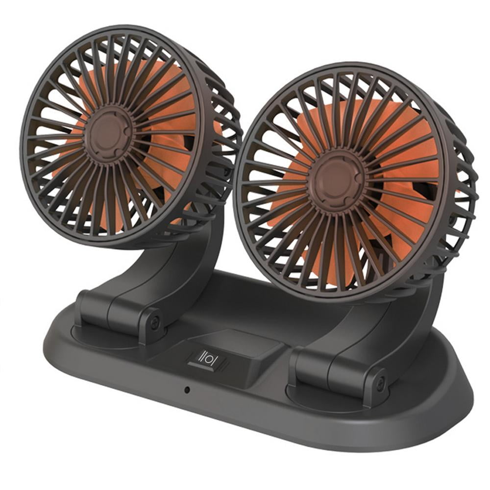 Dual Head 12V Car Seat Clip Auto Conditioner Air Fan 360° Rotating Cooler Black