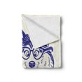thumbnail image 2 of Alaskan Malamute Soft Flannel Fleece Blanket, Cartoon Style Smart Puppy with Glasses Photo Camera and Bee Smile Doodle, Cozy Plush for Indoor and Outdoor Use, 50" x 70", Blue White, by Ambesonne, 2 of 6
