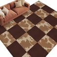thumbnail image 2 of Vintage Patchwork 5'x7' Area Rug, Western Brown Animal Texture Plaid Washable Non-Slip Soft Rugs, Low-Pile Large Carpet for Living Room Bedroom Dining Room, Non-Shedding Accent Rug, 2 of 9