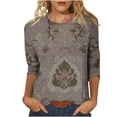 thumbnail image 3 of Fengqque Women's 3/4 Length Sleeve Tops Summer Printed Dressy Casual Tunic Blouses Shirts for Women Gray XXL(XXL), 3 of 5