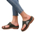 thumbnail image 6 of Samickarr Summer Slippers For Women Indoor And Outdoor Wide Summer Plus Size Round Toe Flower Mid-heel Casual Women's Wedge Slippers, 6 of 6