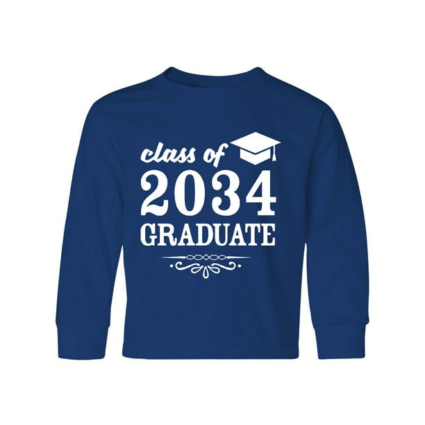 Class of 2034 Graduate with Graduation Cap Youth Long Sleeve T-Shirt ...