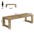 thumbnail image 5 of 86 Inch Farmhouse Dining Table, Rustic Large Kitchen Table For 8-10 People, Solid MDF Dinner Table With Oak Finish, Versatile Table For Home & Office Gatherings, 5 of 8