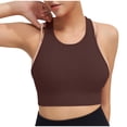 thumbnail image 5 of Bigersell Yoga Sports Bra Women T-Back Workout Crop Tank Tops with Built in Bras Solid Wireless Sports Bras Sleeveless Cropped Tank Tops Comfort Soft Pull-On Closure Padded Bra Coffee L, 5 of 5