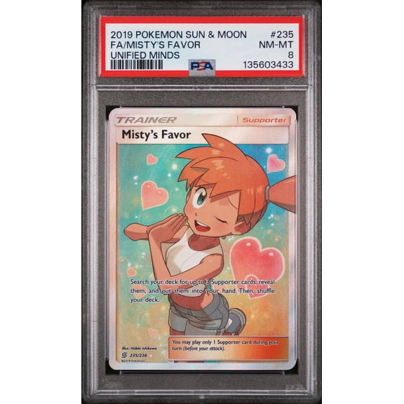 2019 Pokemon Sun and Moon Unified Minds Misty's Favor #235 PSA 8