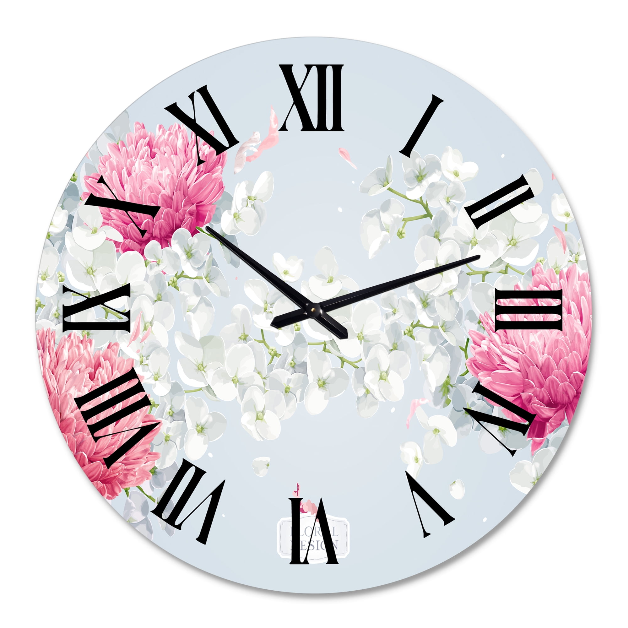 Designart 'Chrysanthemums And Apple Blossom' Traditional Wall Clock