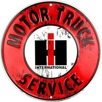 HangTime IH Motor Truck Service Aluminum garage sign 24 inches in diameter