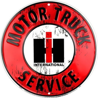 HangTime IH Motor Truck Service Aluminum garage sign 24 inches in diameter