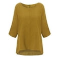 thumbnail image 2 of Gvmfive Women Casual Tops 3/4 Sleeve Solid Color Loose Blouse Shirt, 2 of 3