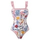 thumbnail image 3 of Traje de Baño Tops para Mujeres Francés Retro Vientre Que Cubre Dos Piezas Traje de Baño de Playa Falda Conjunto, Vestido de Poliéster Casual Y Top para las Vacaciones, Fecha, 3 of 8