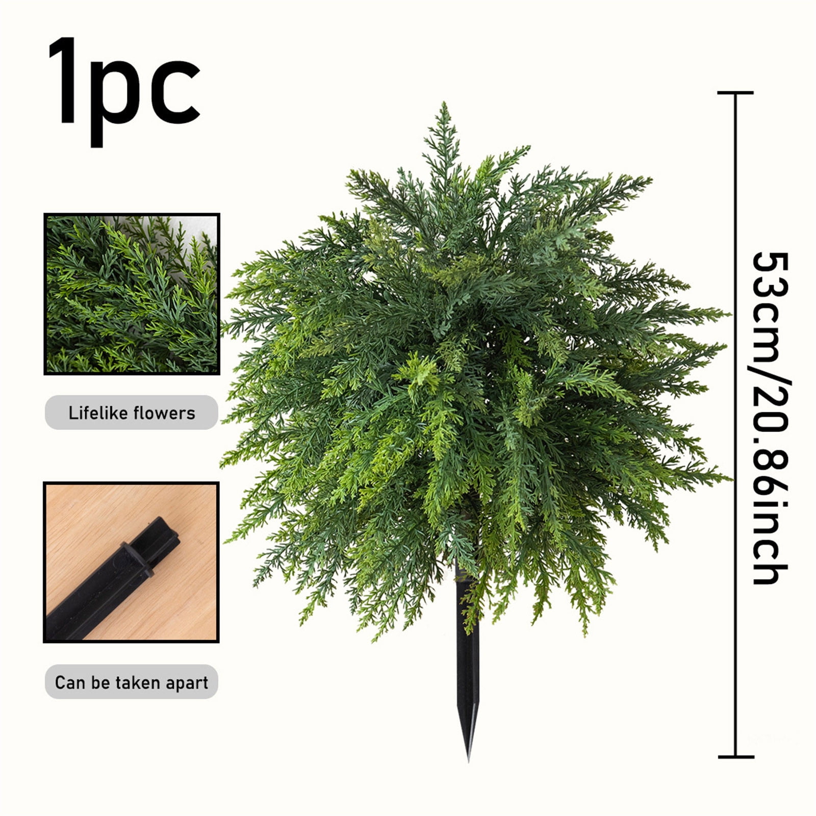 Outdoor Faux Plants, Artificial Flowers for Outdoors, Pine Needle Simulated Plants Garden Stake DIY Decoration Home Decoration Courtyard Bonsai Bundle Fake Bushes Fake Outdoor Plants (Green-53cm)