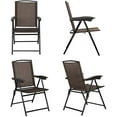 thumbnail image 4 of Costway 5PCS Bistro Patio Furniture Set 4 Folding Adjustable Chairs Glass Table W/Hole, 4 of 6