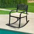 thumbnail image 6 of Ktaxon Outdoor Metal Rocking Chair, Patio Rocking Seating with Cushion & Footrest, Weatherproof Rockeror Porch Deck Garden Balcony, Grid Backrest, 6 of 7