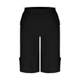 thumbnail image 6 of ZQUUVOU Women's Bermuda Pants Solid Color Loose Elastic Waist Straight Leg Shorts(Black,2XL), 6 of 6