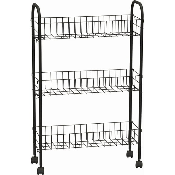 Slim Storage Cart, 3 Shelf Storage Cart with Wheels, Perfect for Laundry Rooms, Bathrooms, Pantries, Kitchens and More