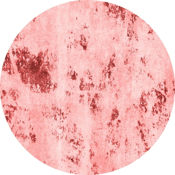 Ahgly Company Machine Washable Indoor Round Solid Red Modern Area Rugs, 3' Round