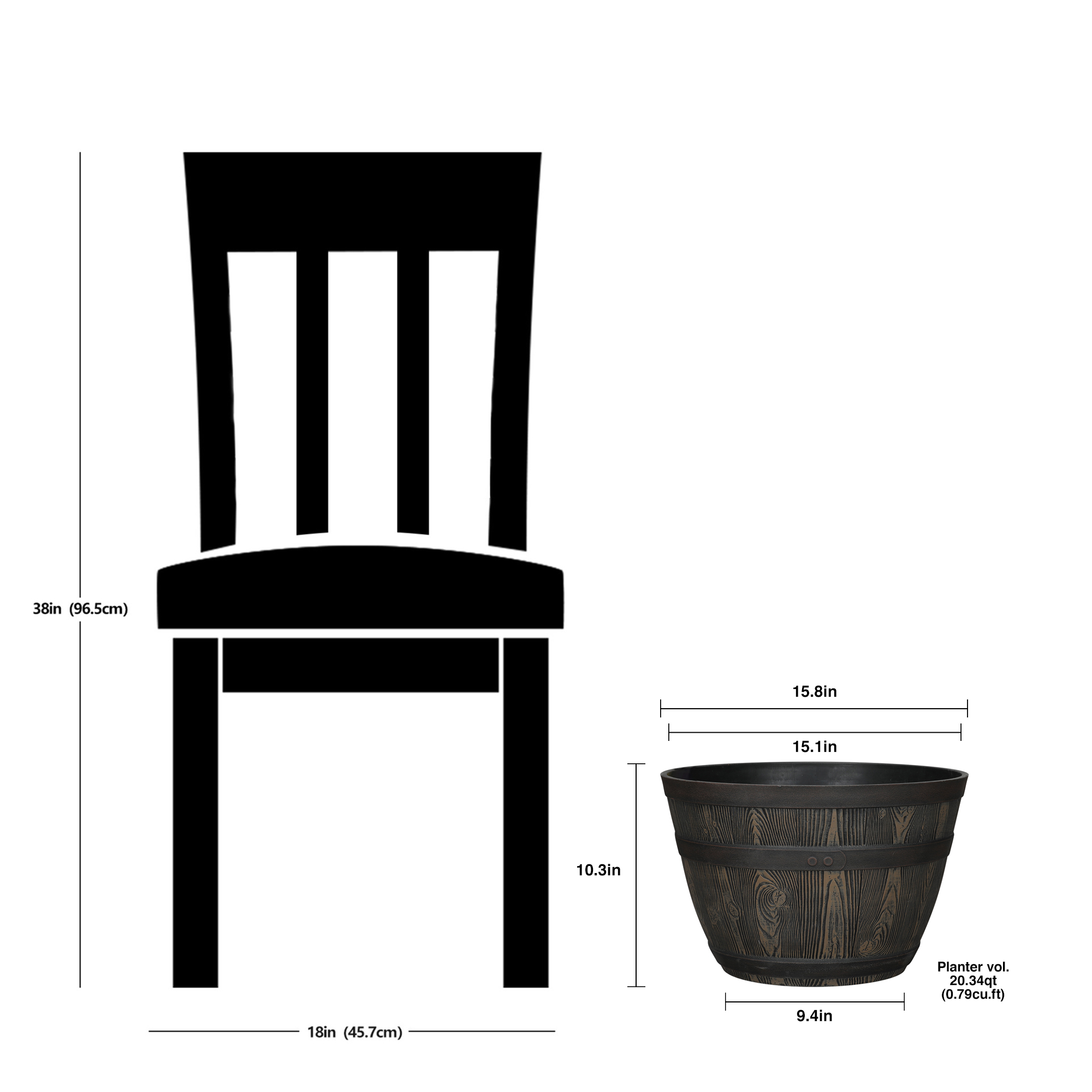Better Homes & Gardens Whiskey Barrel Round Planter, Brown photo 7