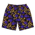 thumbnail image 5 of Goofa Golden Snake And Purple Rose Printed Mens Swim Trunks Summer Quick Dry Short Beach Swimwear Bathing Suits-, 5 of 9