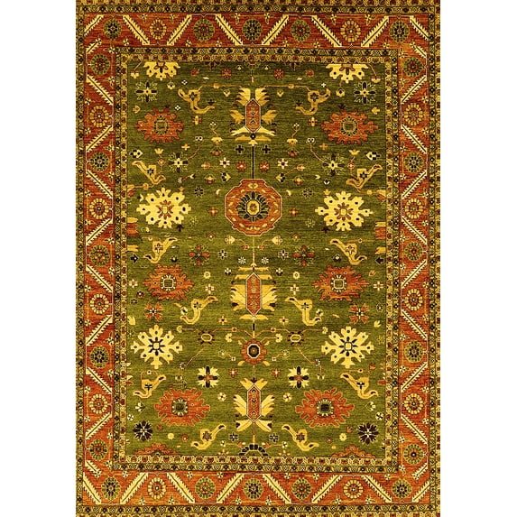 Ahgly Company Indoor Rectangle Oriental Yellow Traditional Area Rugs, 2' x 5'