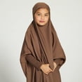 thumbnail image 6 of IBTOM CASTLE Kids Girls Long Sleeve Full Cover Hijab Kaftan Dubai Islamic Prayer Dress Abaya Muslim Hooded Robe Ramadan Clothing 8-9 Years Coffee, 6 of 8