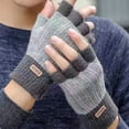 thumbnail image 4 of 2Pcs/Pair Half Finger Gloves Wool Knitting No Overheating Low Current Design Elastic Perfect Fitting Keep Warm Acrylic Blocking Socket Heated Gloves for Student, 4 of 10