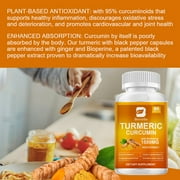 1500mg Turmeric Curcumin with Black Pepper & Ginger - Turmeric Extract with 95% Curcuminoids - Enhanced Absorption, Joint Support Supplement 90 Count