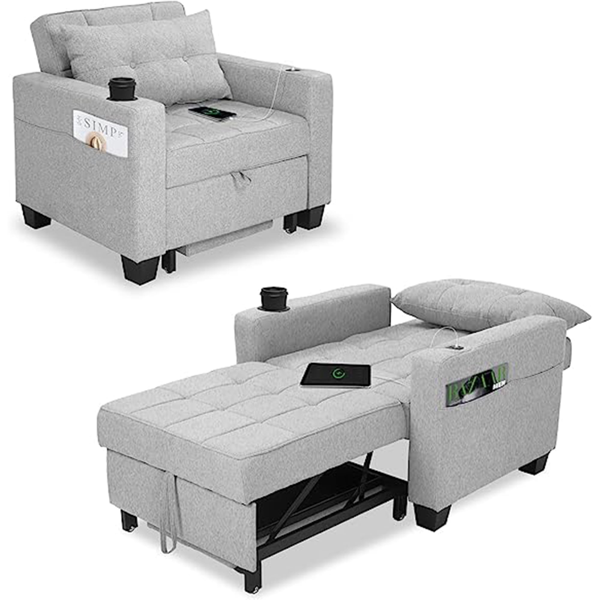 DURASPACE Accent Chair Chaise Lounge Indoor Arm Chair with USB Port