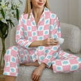 thumbnail image 6 of KLL Checkerboard With Snowflake Print Women's Long Sleeve Pajamas with Pants Sleepwear Loungewear 2 Set-X-Large, 6 of 8