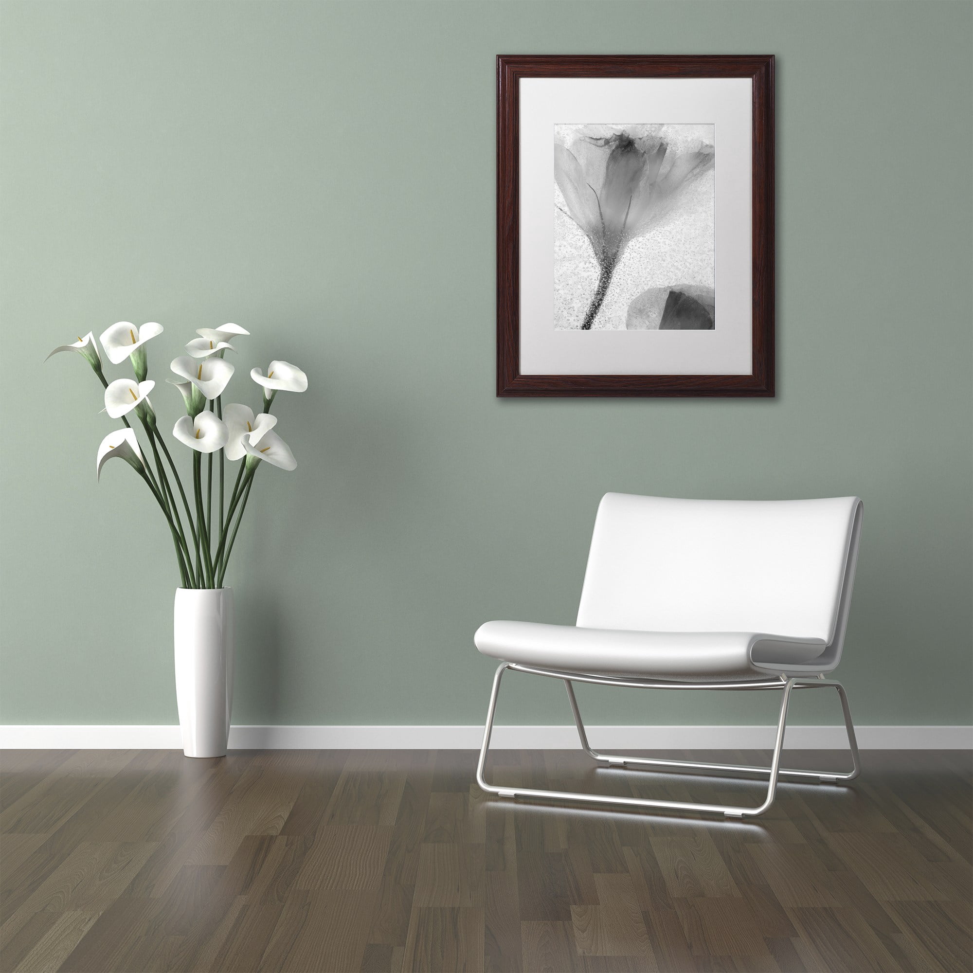Moises Levy 'Flowers on Ice-13' Matted Framed Art
