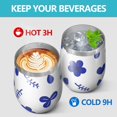 thumbnail image 4 of Floral 12oz Stainless Steel Insulated Wine Tumbler with Lid and Straw – Double Wall Vacuum Mug for Hot & Cold Drinks, 304 Steel Interior, Sweat-Free Design,Thanksgiving,Christmas, Spring,Flower, 4 of 5