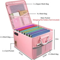 Fireproof Document Box, Fireproof Organizer Safe Box with Lock, Portable Office Storage Cabinet for Hanging Letter/Legal Folder 16.1 x 12.9 x 11in(Pink)