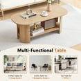 thumbnail image 5 of Wirrytor Oval Coffee Table with Storage Shelf, 2-Tier Modern Farmhouse Wood Center Table for Living Room, Natural, 5 of 10