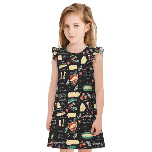Fotbe Vegetable Quiche Vestido de Dormir para Niñas de 3 a 10 Años, Mangas Cortas, Estilo Princesa, Pijama Camisón con Mangas Voladas-X-Large