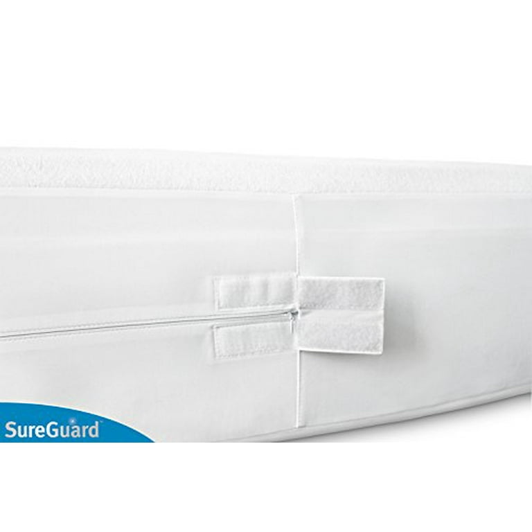 SureGuard Full Size Mattress Protector - 100% Waterproof, Hypoallergenic -  Premium Fitted Cotton Terry Cover White