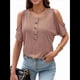 thumbnail image 1 of Blusas con Hombros Descubiertos para Mujer, Grandes, Cuello en V, Corta, Ropa de Verano, Túnicas con Botones, Color Caqui, S, 1 of 7