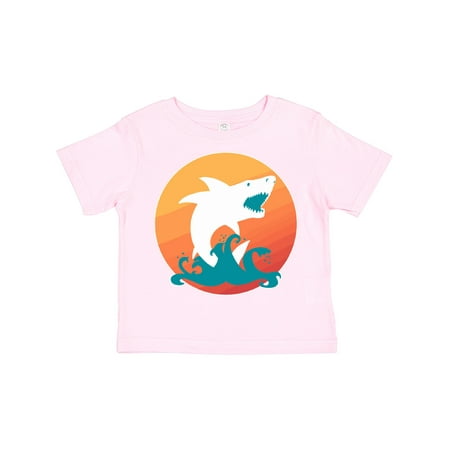 

Inktastic Shark with Orange Sunset Gift Toddler Boy or Toddler Girl T-Shirt