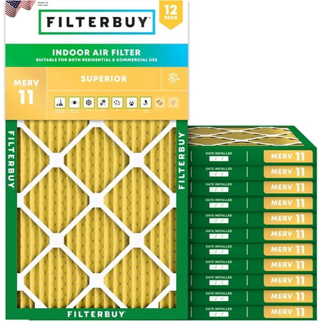 

Filterbuy 12x26.5x1 MERV 11 Pleated HVAC AC Furnace Air Filters (12-Pack)