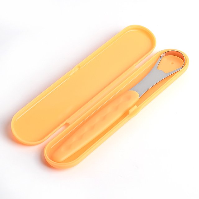 Limpiador Raspador de Lengua con Estuche, Limpiador de Lengua, Limpiador de Lengua de para el Cuidado de la Lengua, Suave y eco Friendly para Cuidado Dental, Oral y Bucal (NARANJA) LingWen 1327537063971