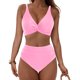 thumbnail image 4 of Traje de baño de bikini liso sin mangas para mujer, traje de baño push-up acolchado, conjuntos de blusa de traje de baño de poliéster para mujer, 4 of 6