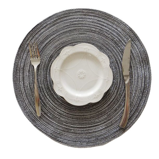 Howarmer Black Placemats Set of 6, 15 inch Washable Round Kitchen Table