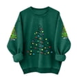 thumbnail image 4 of Chandails d'Hiver Grande Taille pour Femmes Chandail à Capuche Imprimé Tête de Cerf de Noël Col Rond Manches Longues Vert TG, 4 of 4