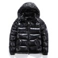 thumbnail image 2 of Chaqueta de plumón brillante Chaqueta de invierno para hombre Chaqueta de plumón con cuello levantado con capucha, 2 of 4