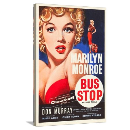 Art.com Bus Stop, Marilyn Monroe on US poster art, 1956 Stretched Canvas Print Wall Art, 24" x 36"