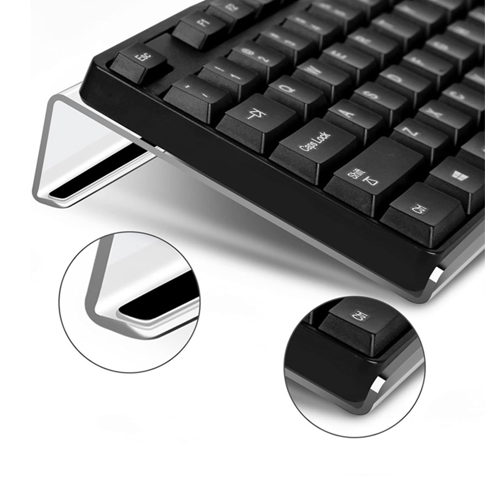 Keyboard Stand with Silicone Wrist Rest Acrylic Space Saving Computer Keyboard Risers with Wrist Support for Comfortable